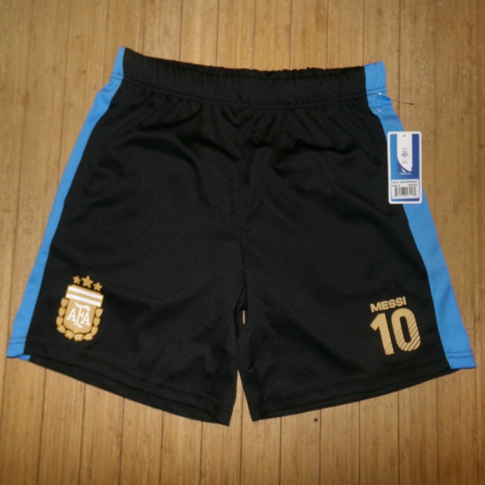 Mens Argentina Messi 10 Soccer Shorts SZ SMALL Black Blue AFA National Team NWT